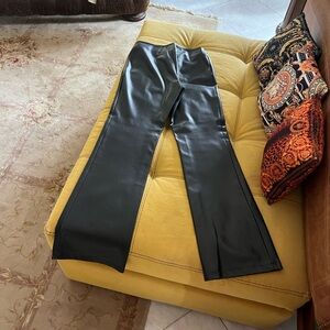Morgan Black Faux Leather Flared Pants